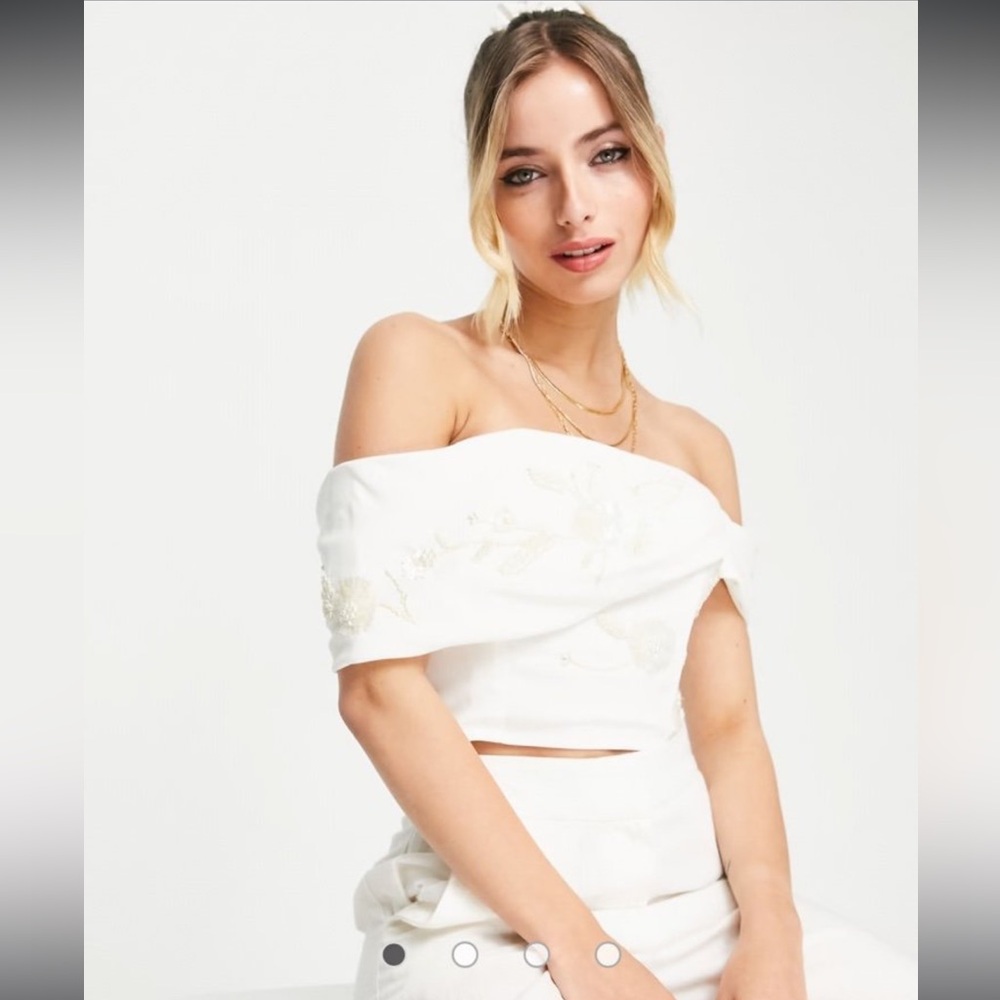 Hope & Ivy Embellished Bridal Top in Ivory